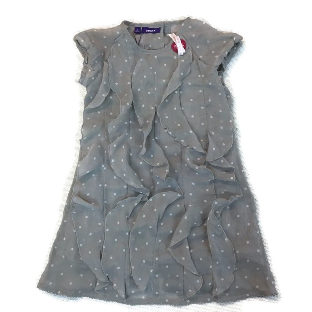 MEXX toddler girl Gray polka dot ruffle dress